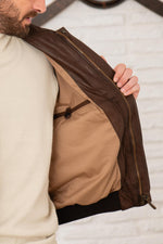 Chocolate-colored "Black Panthers" leather bomber jacket - Image n°8