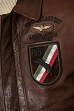 Chocolate-colored "Black Panthers" leather bomber jacket - Image n°4