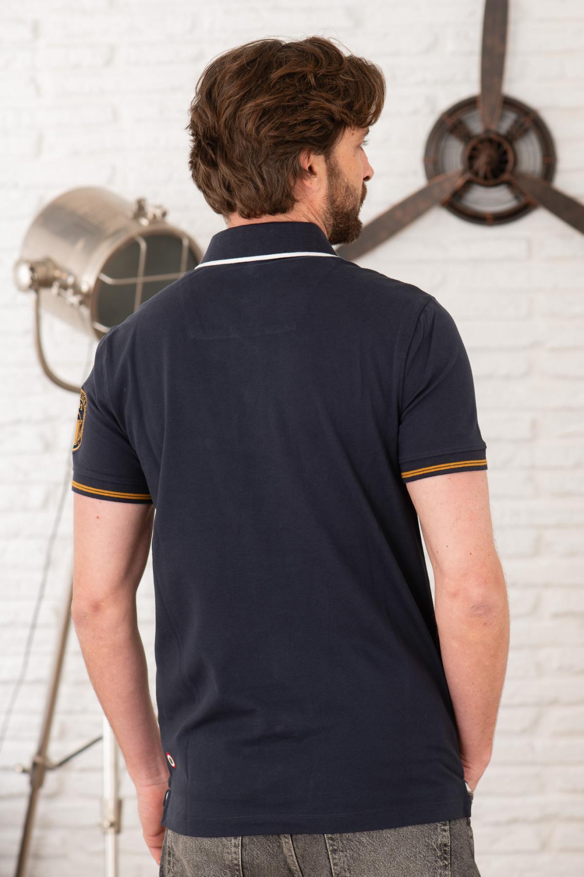 Navy blue and gold polo shirt - Image n°4