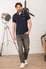 Navy blue and gold polo shirt - Image n°3