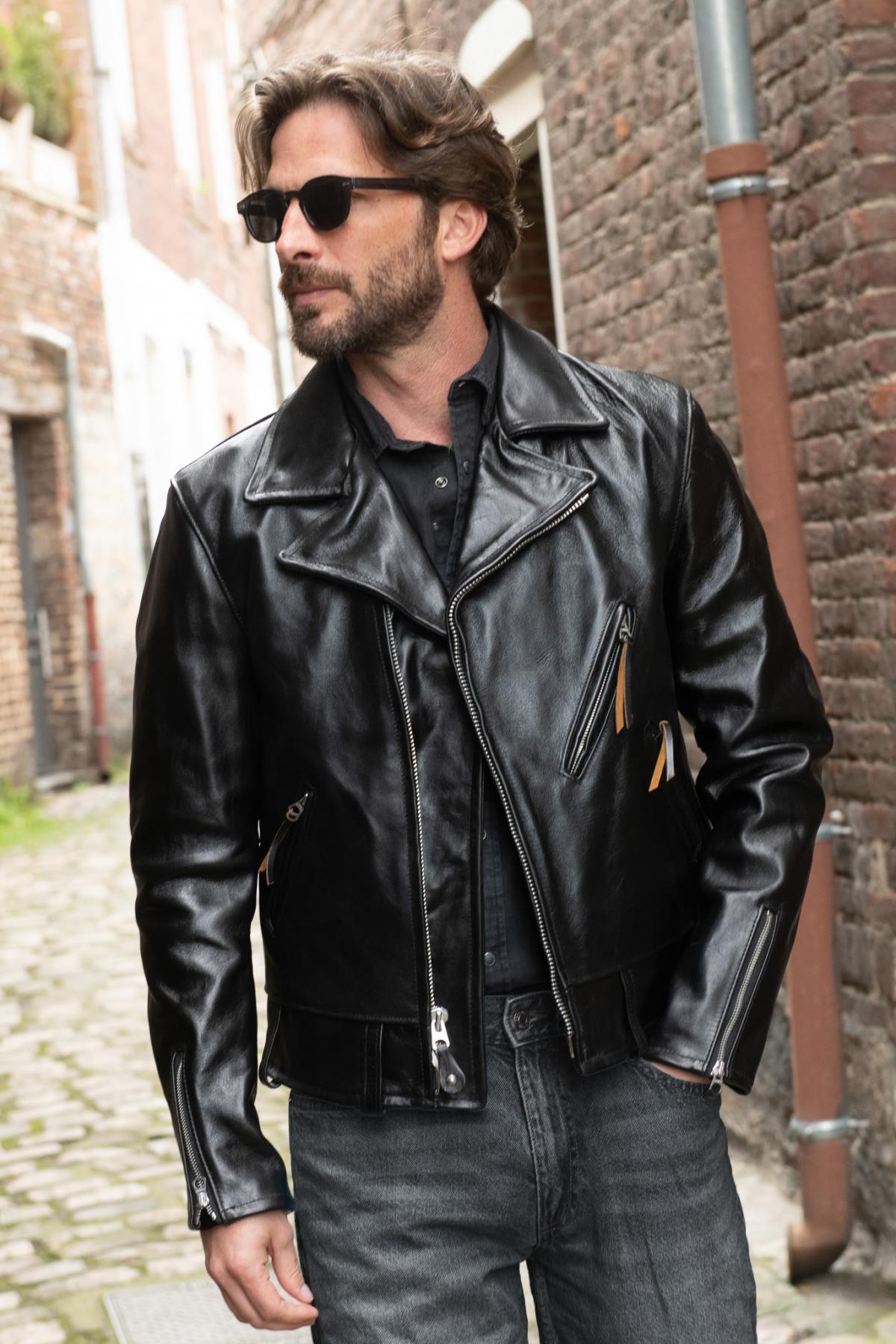 Perfecto® jacket in Shinki horsehide vegetable tanned in Japan - Image n°11