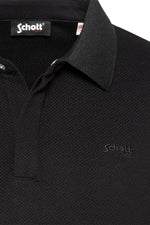 Men's black waffle polo shirt - Image n°2