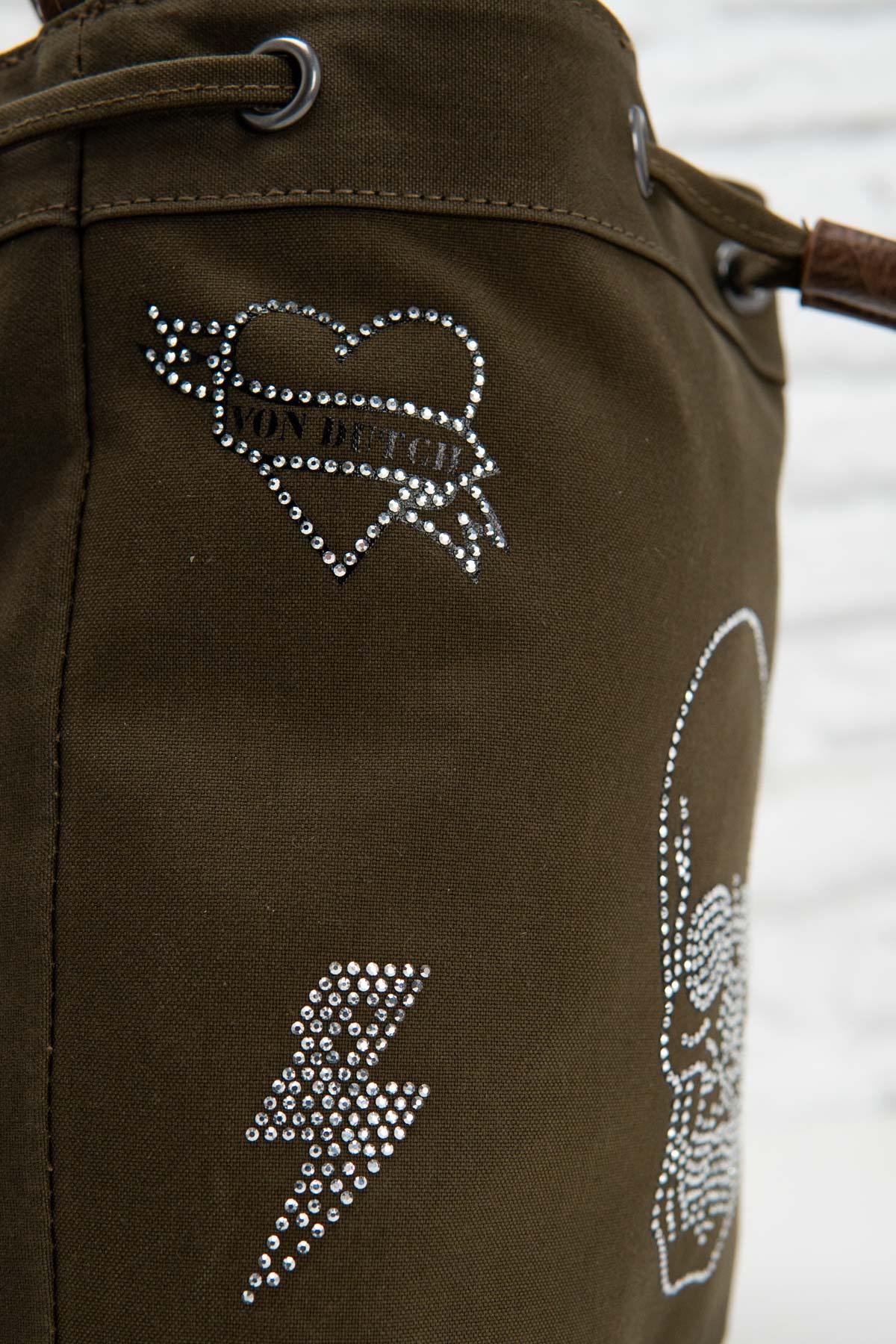 Women's bucket handbag with rhinestones - Image n°2