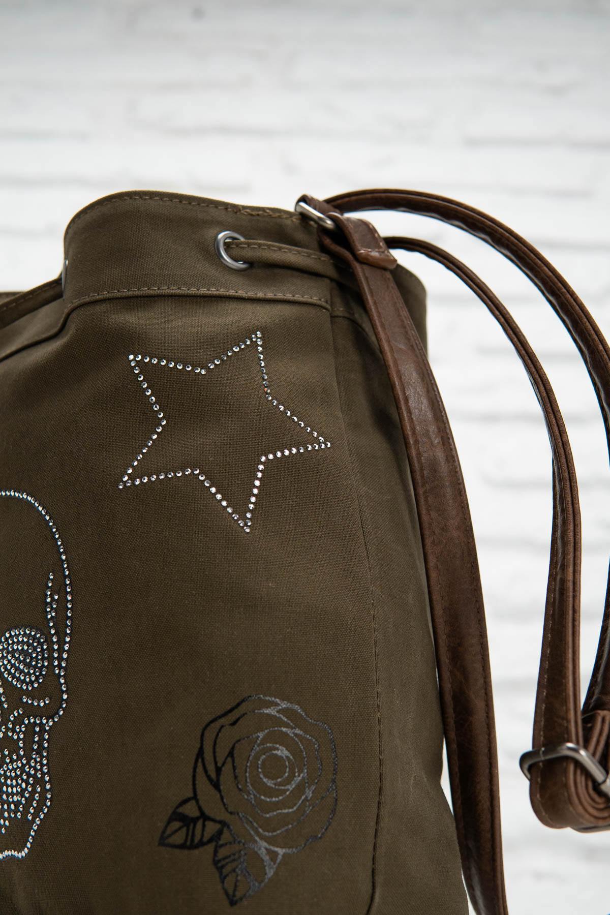 Women's bucket handbag with rhinestones - Image n°3