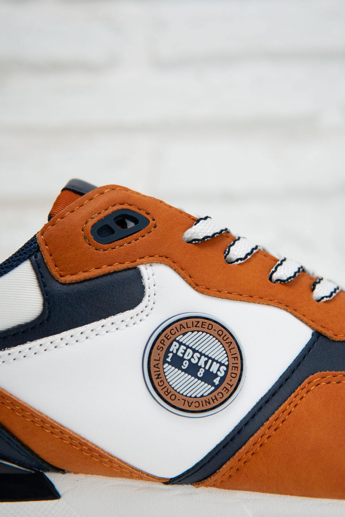 Men's orange, navy and white sneakers - Image n°2
