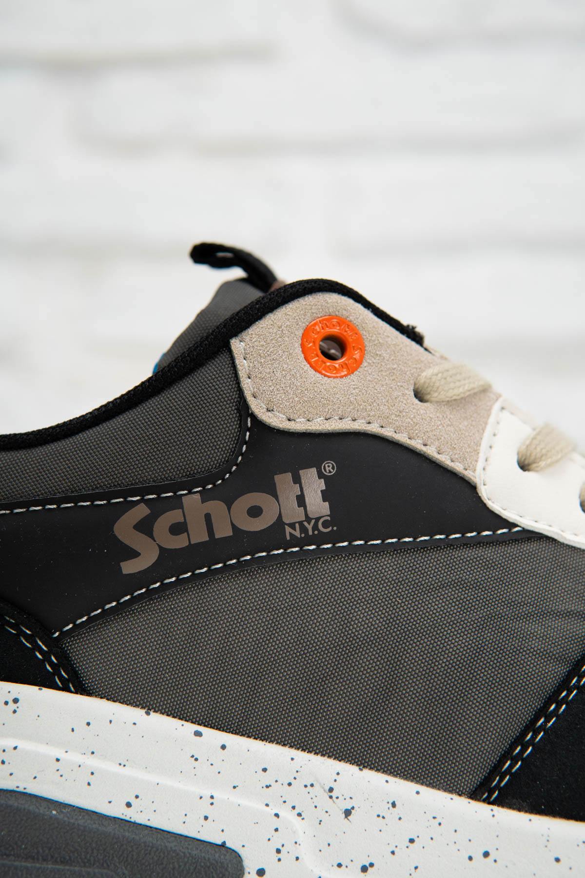 Grey lace-up sneakers with orange details - Image n°2