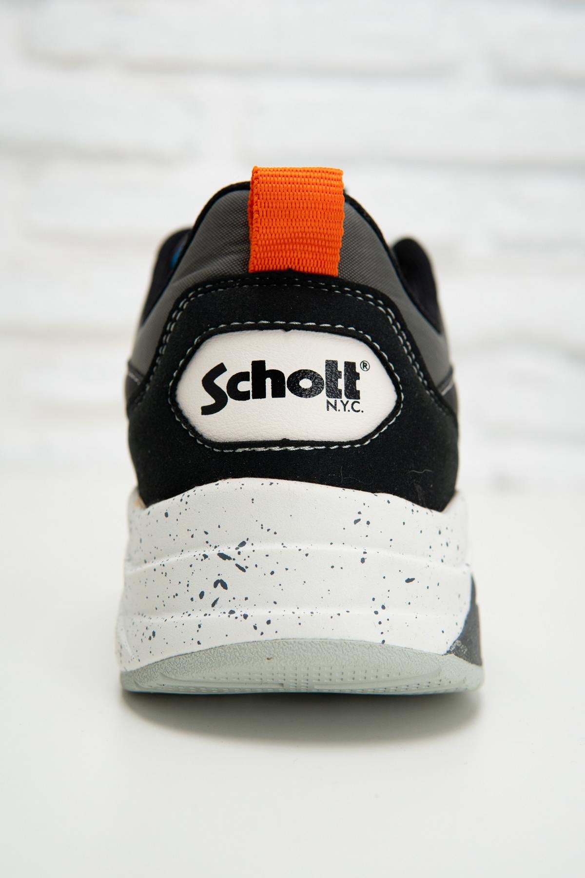 Grey lace-up sneakers with orange details - Image n°3