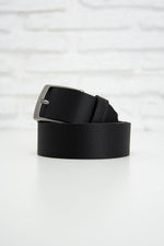 Black micro-perforated leather belt - Image n°1