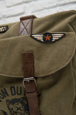 Khaki messenger bag with patches - Image n°4