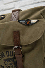 Khaki messenger bag with patches - Image n°4