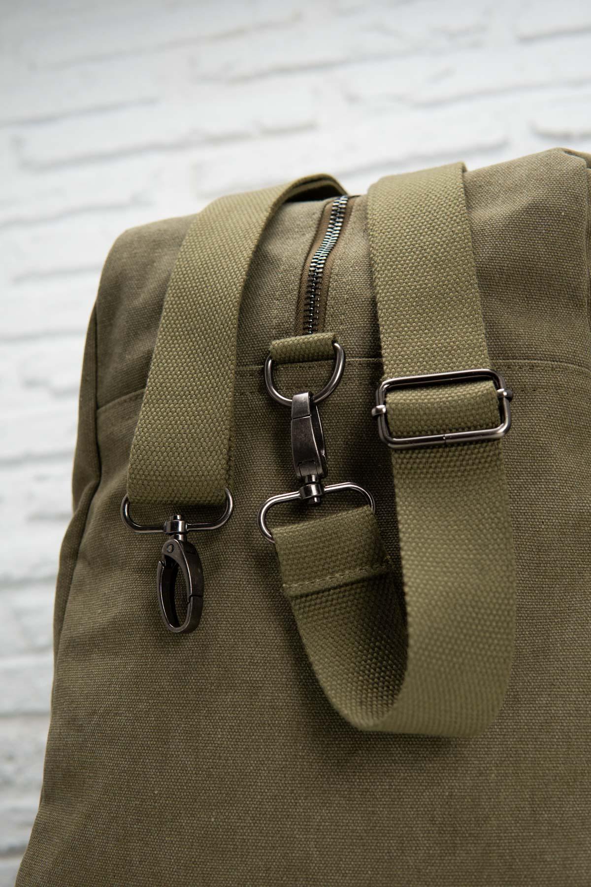 Khaki messenger bag with patches - Image n°7