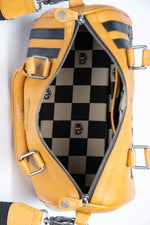 Women's racing yellow leather handbag - Image n°4