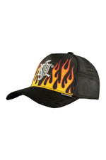 Black trucker cap with flame pattern - Image n°3
