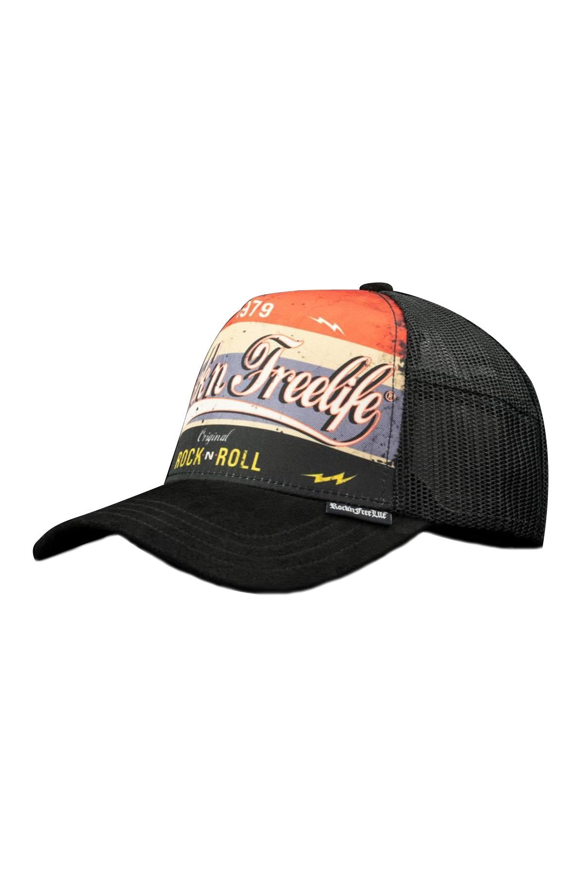 Black trucker cap with vintage print - Image n°3