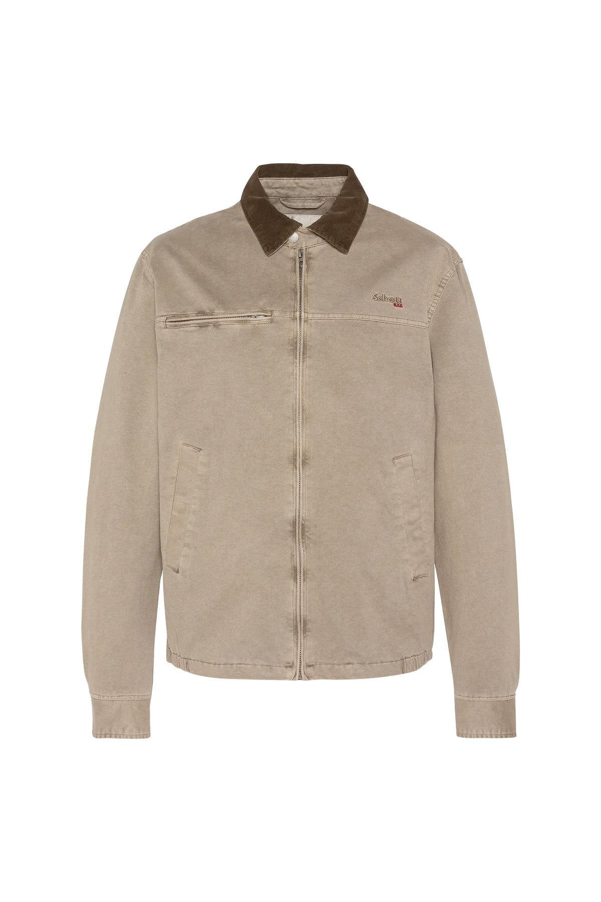 Worker jacket with shirt collar in taupe-colored cotton - Image n°9