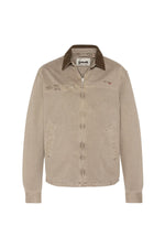Worker jacket with shirt collar in taupe-colored cotton - Image n°6