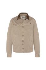 Worker jacket with shirt collar in taupe-colored cotton - Image n°6
