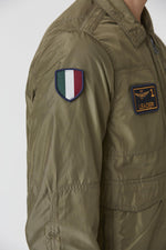 Military green polyester shirt collar jacket - Image n°4