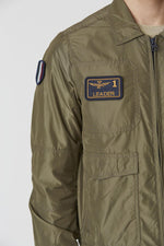 Military green polyester shirt collar jacket - Image n°6
