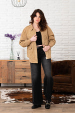 Oversized beige suede leather bomber jacket - Image n°2