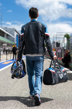 Motorsport-inspired navy sheepskin jacket with a regular fit. - Image n°2