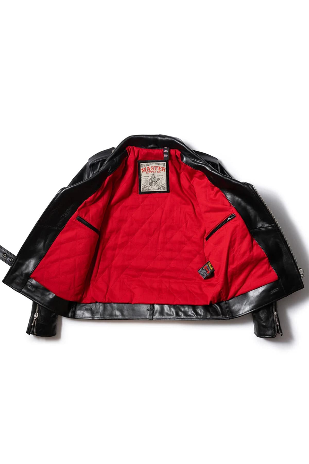 Black cowhide leather biker jacket - Image n°7