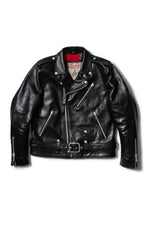 Black cowhide leather biker jacket - Image n°5