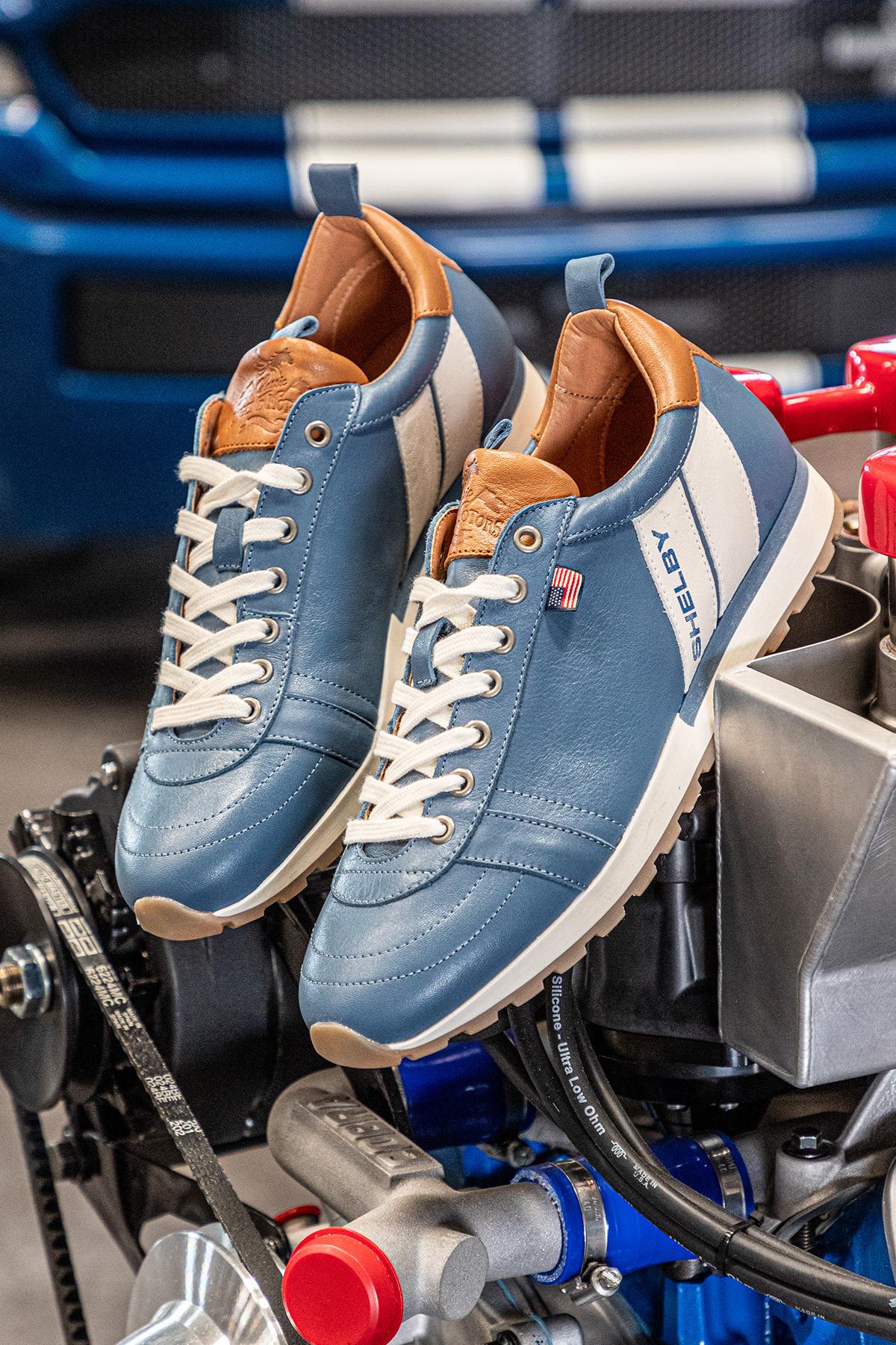 Carroll Shelby Blue Leather Sneakers - Image n°1