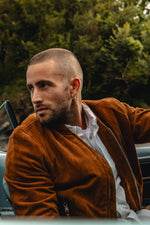 Teddy-style jacket in cognac suede leather - Image n°6