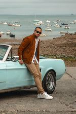 Teddy-style jacket in cognac suede leather - Image n°3