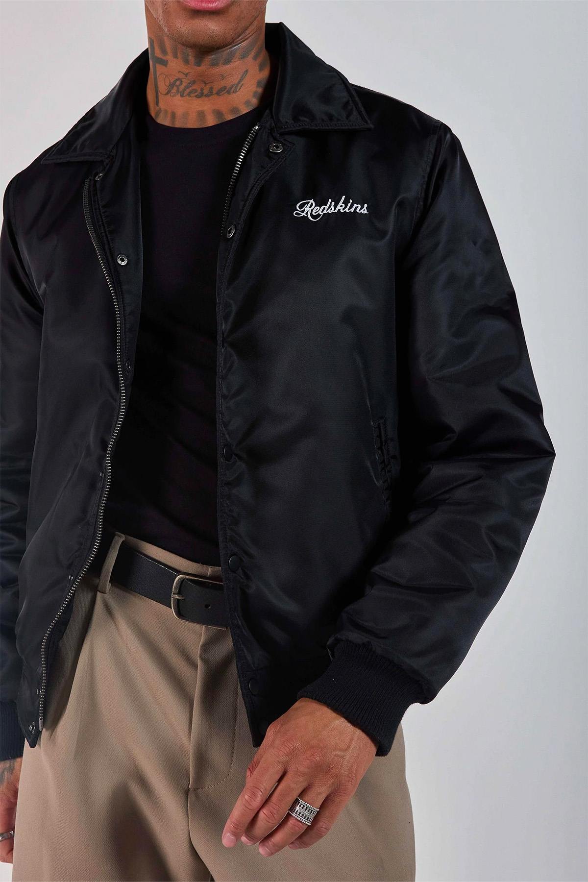 Black teddy jacket with Japanese-inspired shirt collar - Image n°7