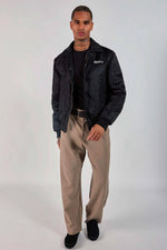 Black teddy jacket with Japanese-inspired shirt collar - Image n°4