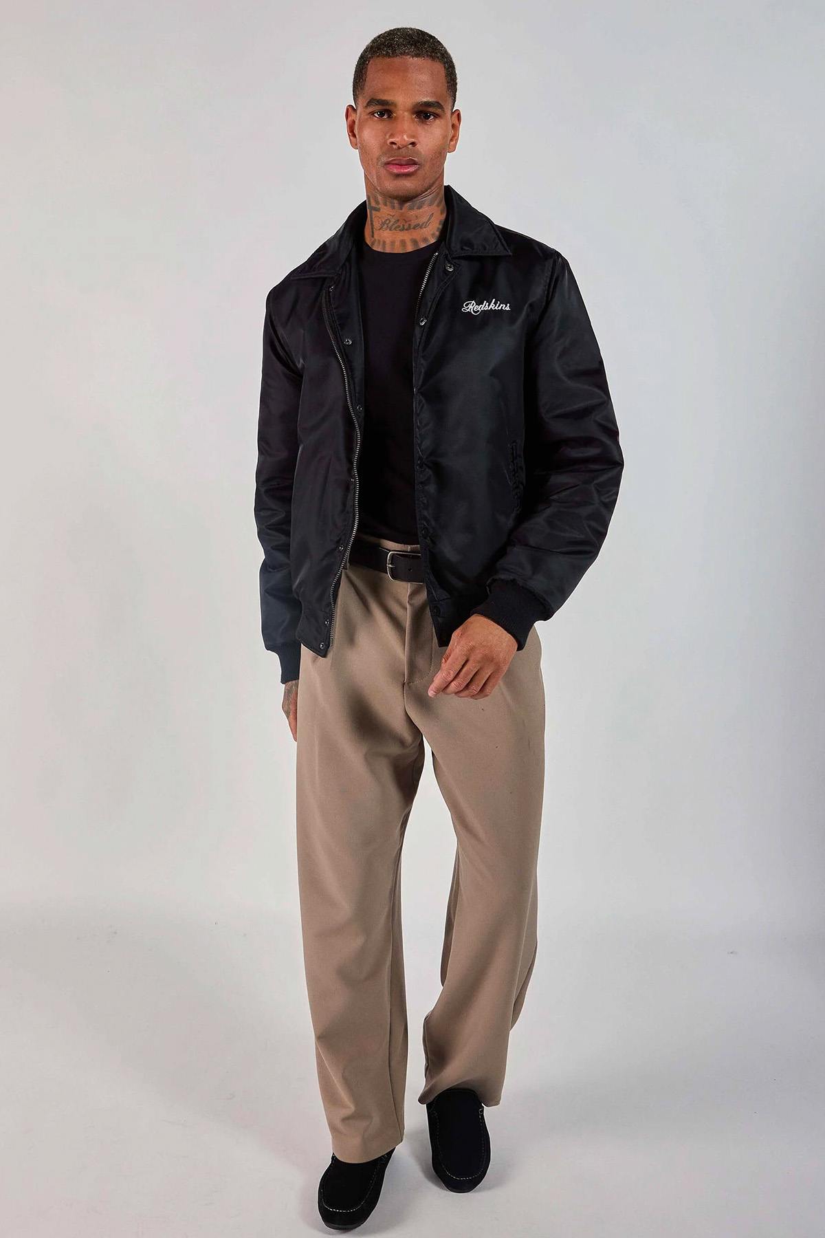 Black teddy jacket with Japanese-inspired shirt collar - Image n°4