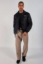 Black teddy jacket with Japanese-inspired shirt collar - Image n°4