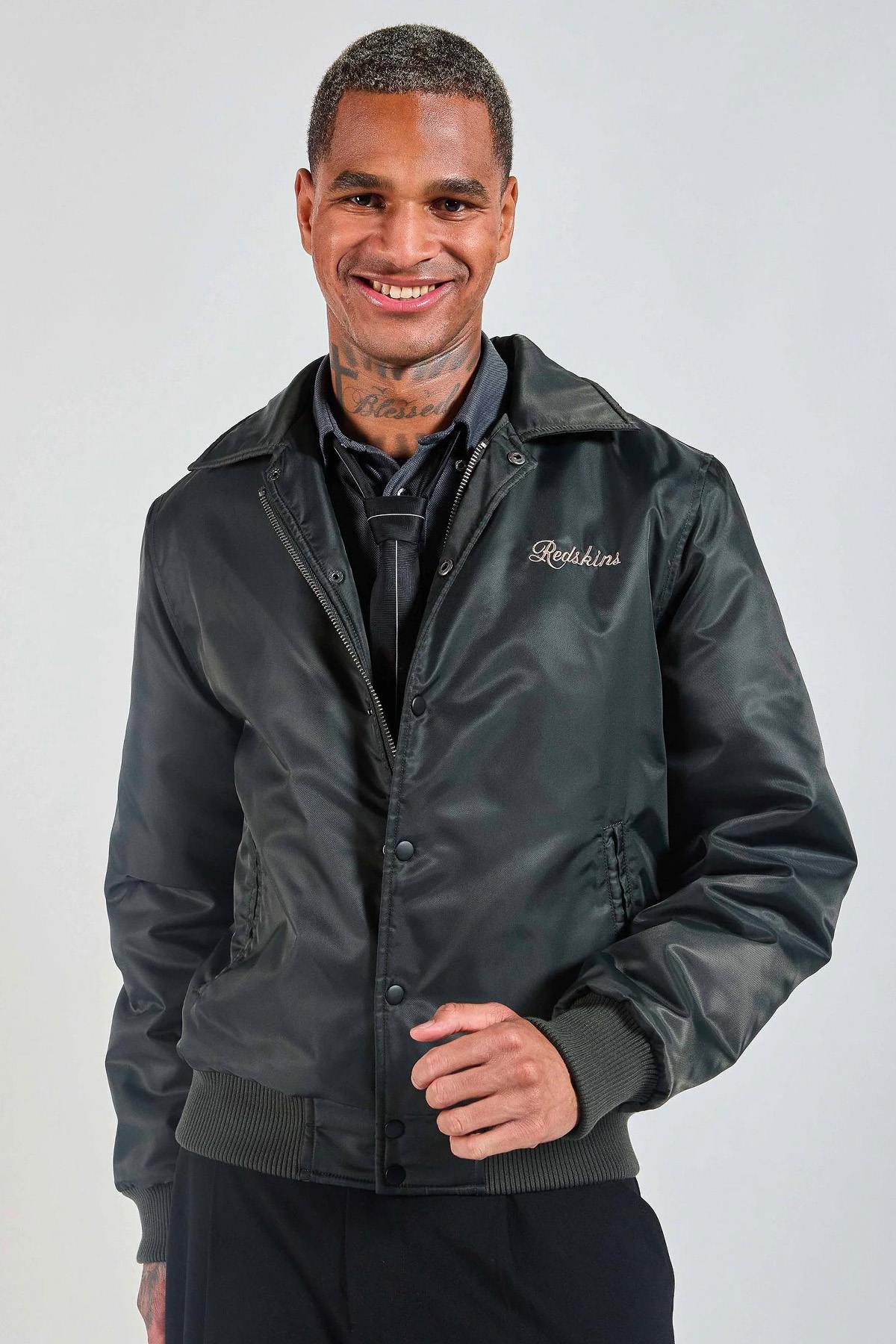 Khaki teddy jacket with Japanese-inspired shirt collar - Image n°6