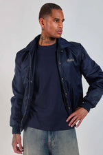 Navy blue teddy jacket with Japanese-inspired shirt collar - Image n°9