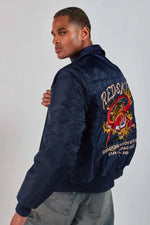 Navy blue teddy jacket with Japanese-inspired shirt collar - Image n°5