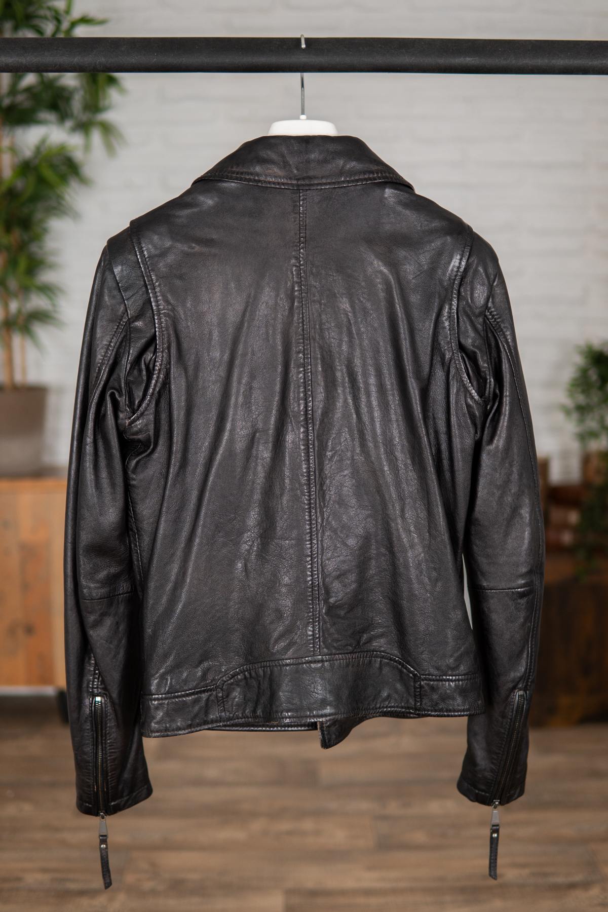 Men's black leather Biker Jacket - Image n°2