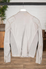 Men's gray leather racing jacket - Image n°5