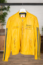 Men's yellow motorcycle-style jacket - Image n°1