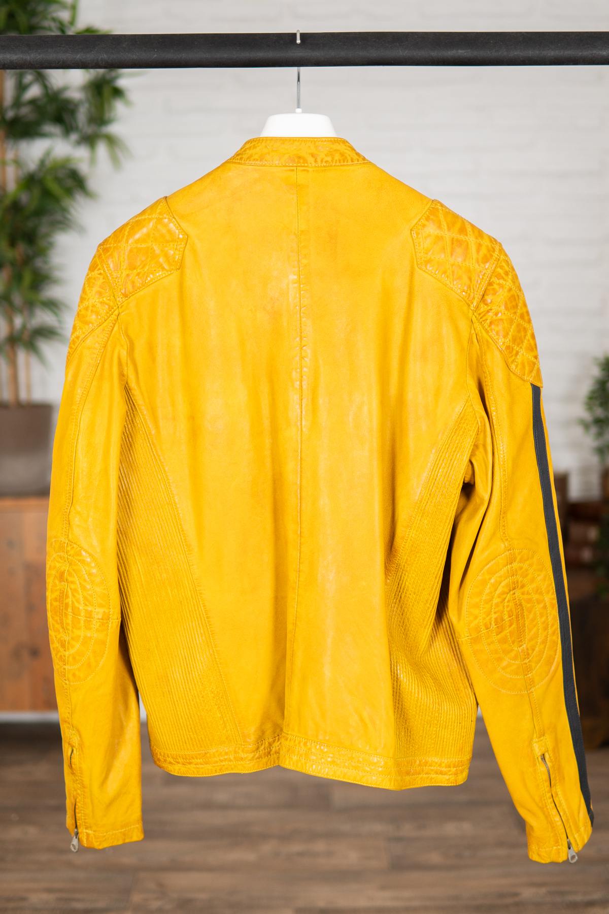 Men's yellow motorcycle-style jacket - Image n°3