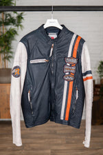 Men's racing style leather jacket - Image n°1