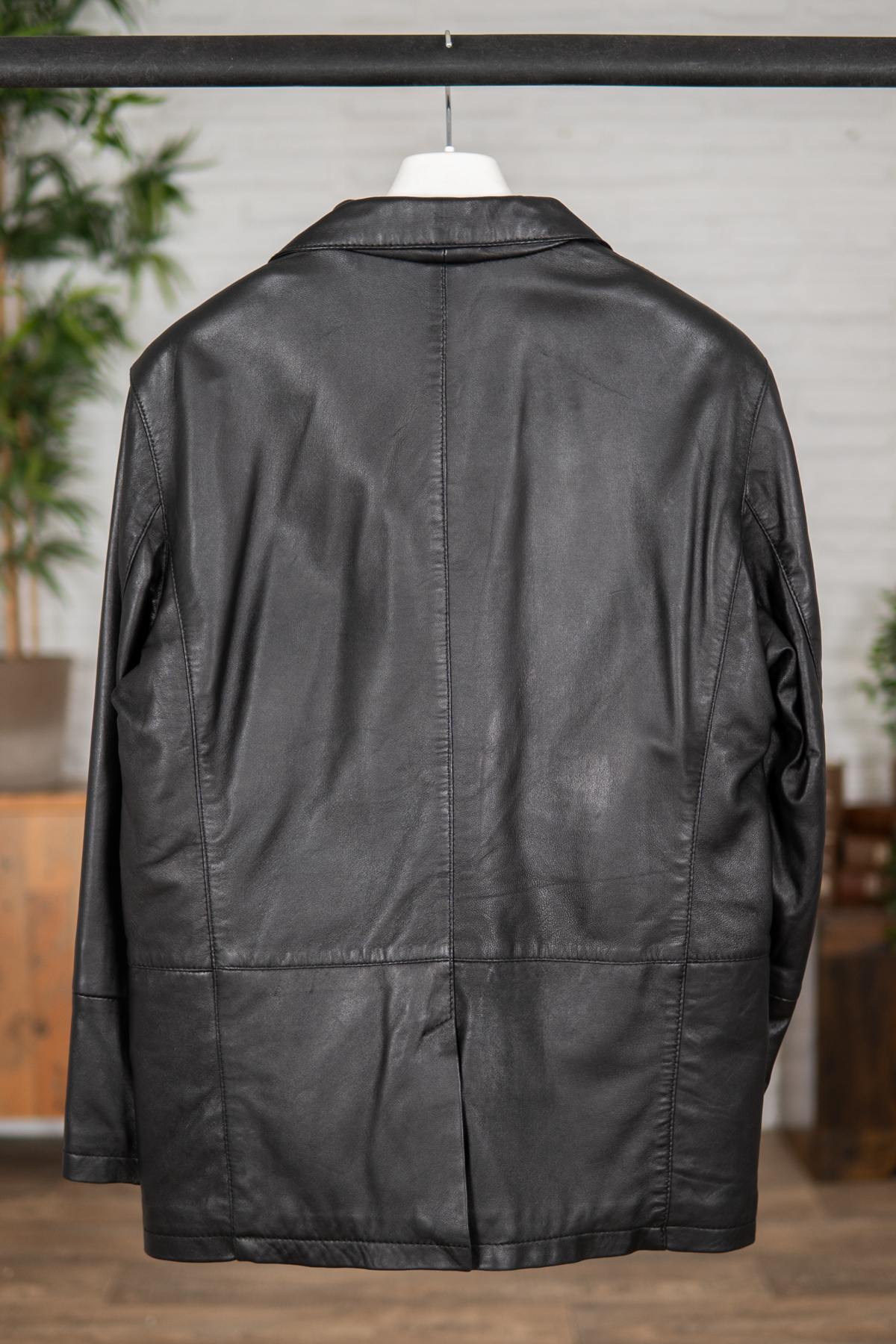 Men's black leather blazer - Image n°2