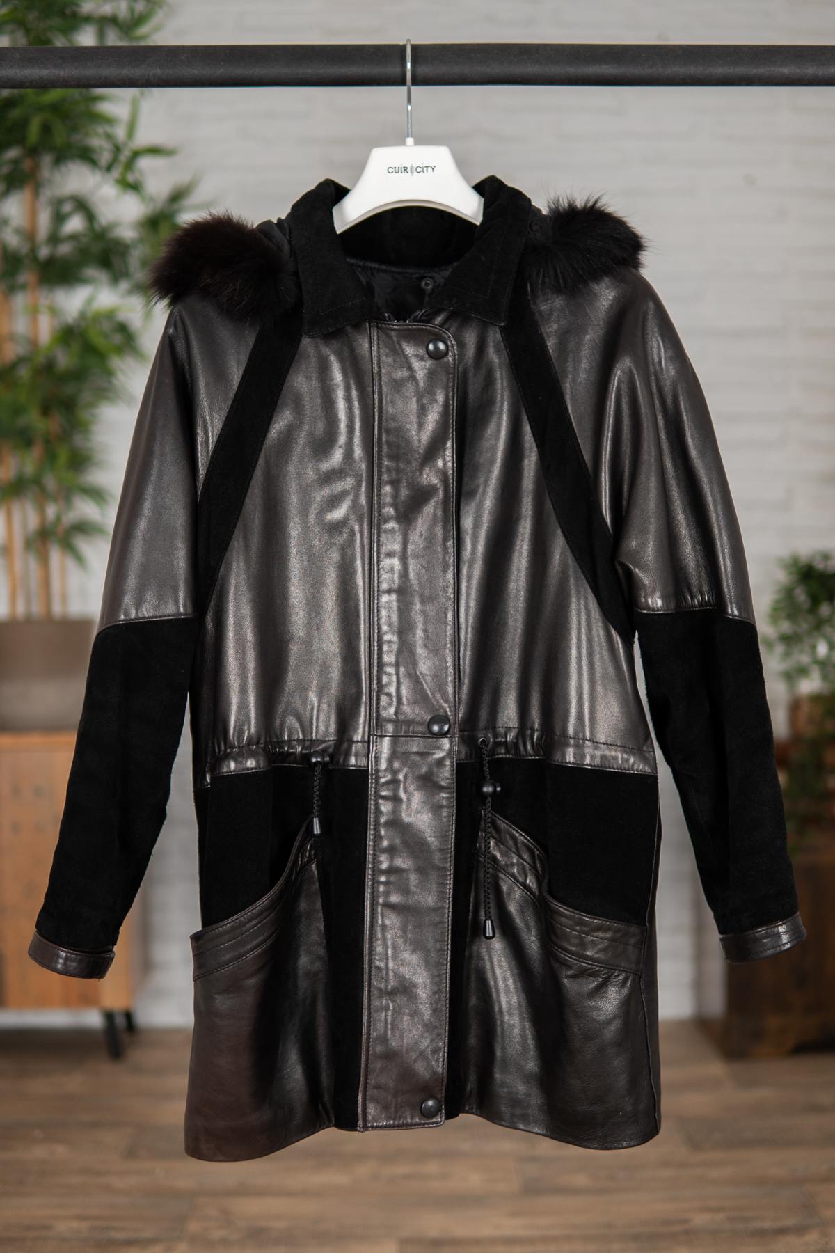 Women's bi-material coat VINT00063 - Image n°1