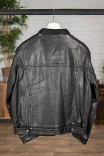 Men's high collar cowhide leather jacket - Image n°2