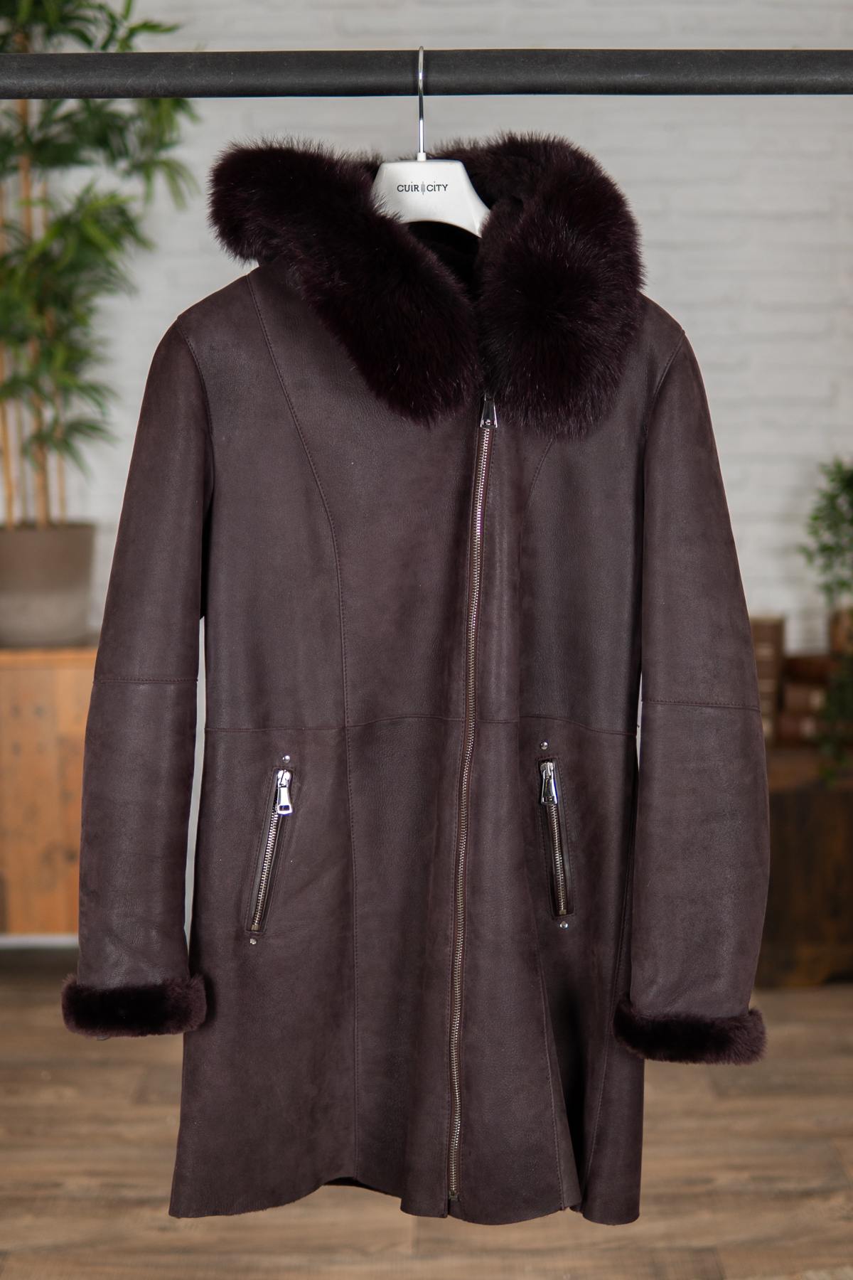 Burgundy shearling coat VINT00082 - Image n°1
