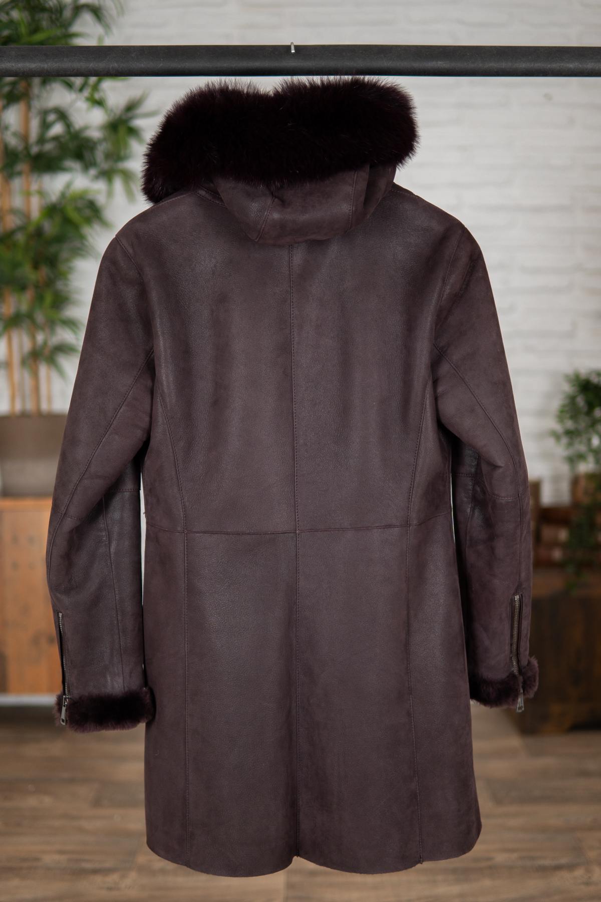 Burgundy shearling coat VINT00082 - Image n°2