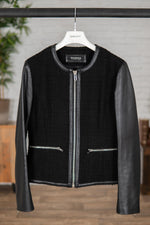 Black dual material jacket VINT00090 - Image n°1