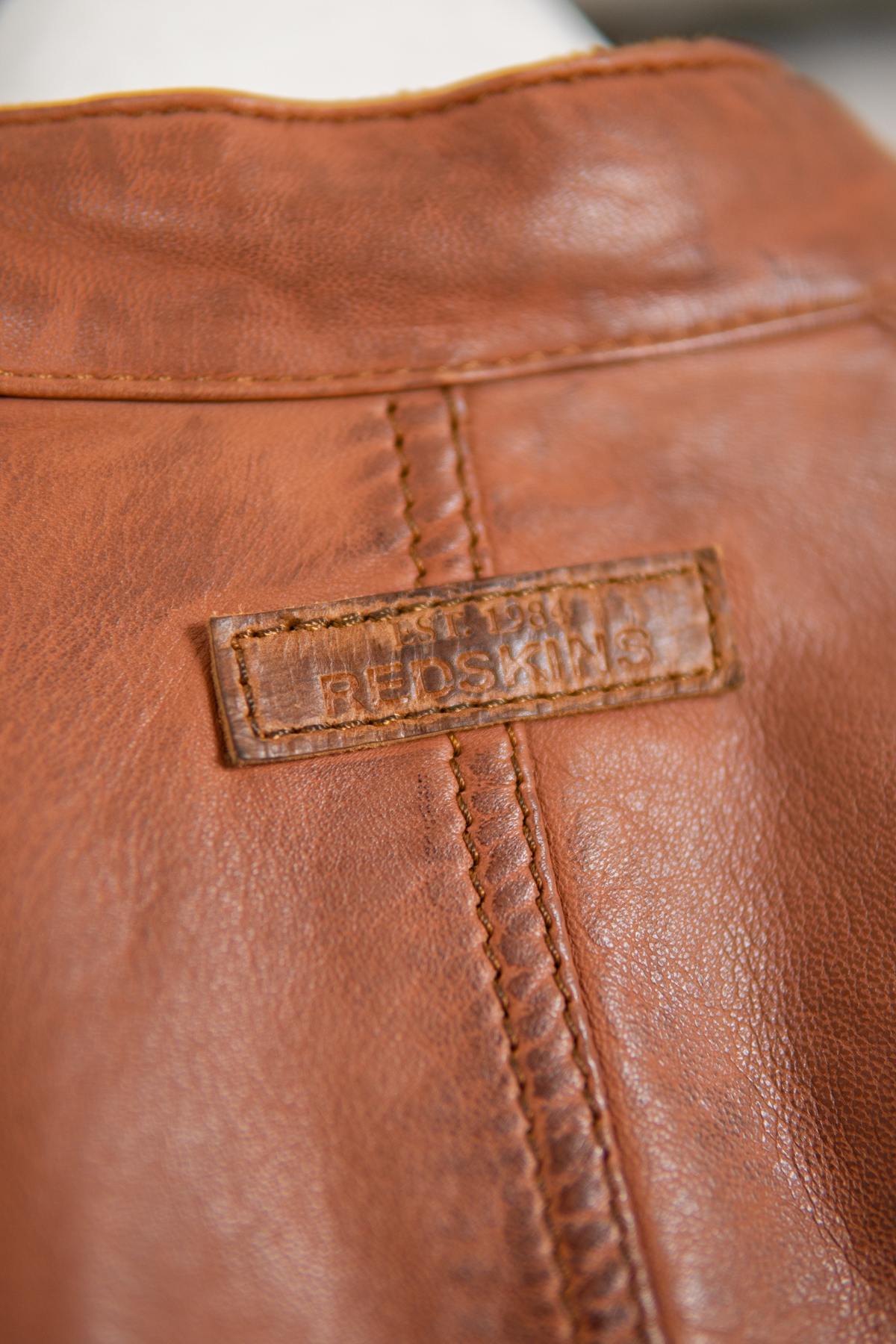 Trendy cognac biker collar jacket - Image n°3