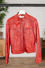 Red biker collar jacket - Image n°1